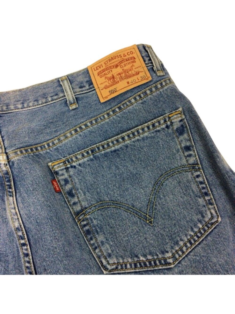 Levis 550 Mens Jeans 40x30 Light Wash Denim Relaxed Fit Tapered Leg Cotton - Picture 5 of 9